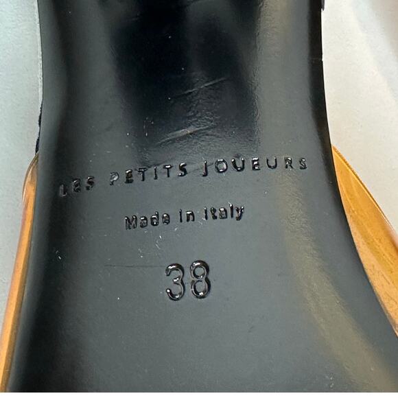 Les Petits Joueurs Fanny Orange PVC strap cow Print suede leather mules size 38 - Picture 14 of 16